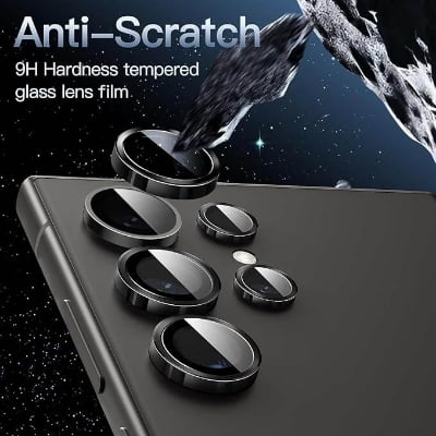 Picture of 2 PACK(5+5) Samsung Galaxy S24 Ultra Camera Lens Protector, 9H Tempered Glass & Ultra-Thin Aluminum Alloy Individual Lens Screen Protective Cover for S24 Ultra 5G 2024_BLACK