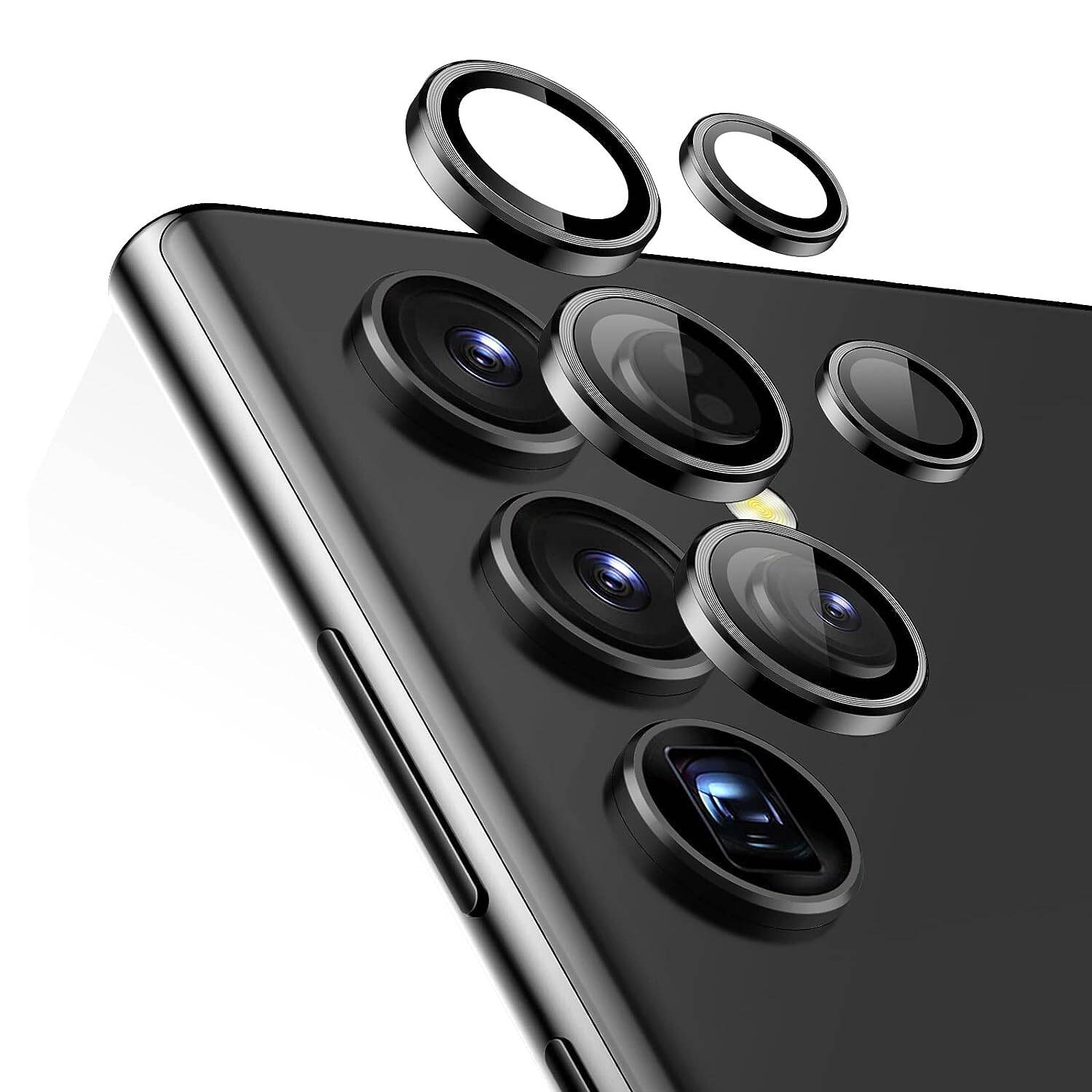 Picture of Samsung Galaxy S23 Ultra Camera Lens Protectors(2023), Individual Lens Protectors with Aluminum Edging, Military-Grade Protection, Scratch-Resistant, Ultra-thin Tempered Glass, 5 Piece, Black