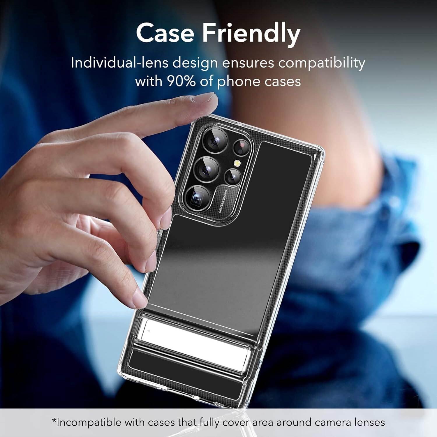Picture of Samsung Galaxy S23 Ultra Camera Lens Protectors(2023), Individual Lens Protectors with Aluminum Edging, Military-Grade Protection, Scratch-Resistant, Ultra-thin Tempered Glass, 5 Piece, Black
