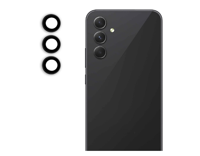 Picture of Oncraves Camera Ring Lens Protector for Samsung Galaxy A34 5G | 9H Hardness, Full Coverage Camera Metal Ring Ultra-Thin/Clear - Black