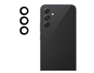 Picture of Oncraves Camera Ring Lens Protector for Samsung Galaxy A34 5G | 9H Hardness, Full Coverage Camera Metal Ring Ultra-Thin/Clear - Black