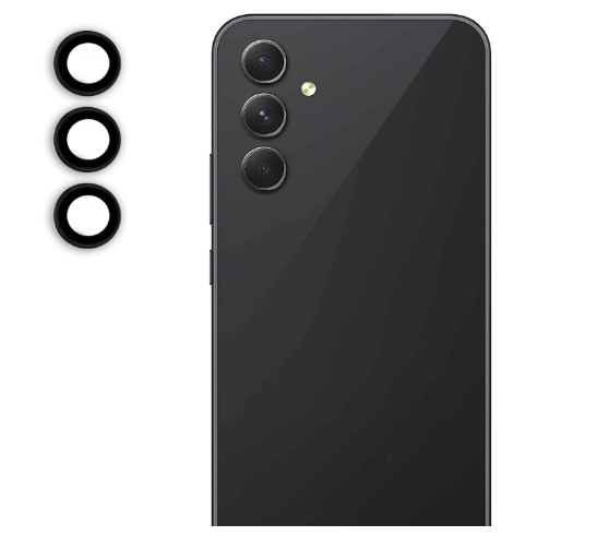 Picture of Oncraves Camera Ring Lens Protector for Samsung Galaxy A34 5G | 9H Hardness, Full Coverage Camera Metal Ring Ultra-Thin/Clear - Black