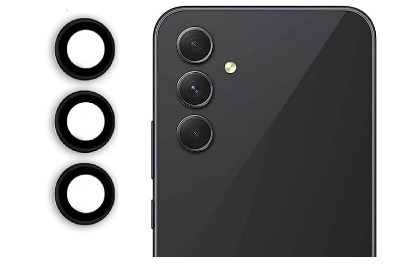 Picture of VM - PROTEC Compatible for Samsung Galaxy A34 5G Camera Ring Lens Protector Protector Back Camera Lens Screen Protector 3D Anti Shock/Anti-Scratch/BLACK Camera Tempered Glass 3 PIECE IN (Pack of 1)