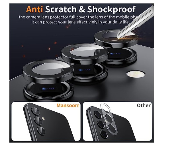Picture of X Primium Samsung Galaxy A54 5G Camera Ring Lens Tempered Glass Protector Back Camera Lens Screen Protector 3D Anti Shock/Anti-Scratch/Clear/BLACK 3 PIECE IN (Pack of 1)