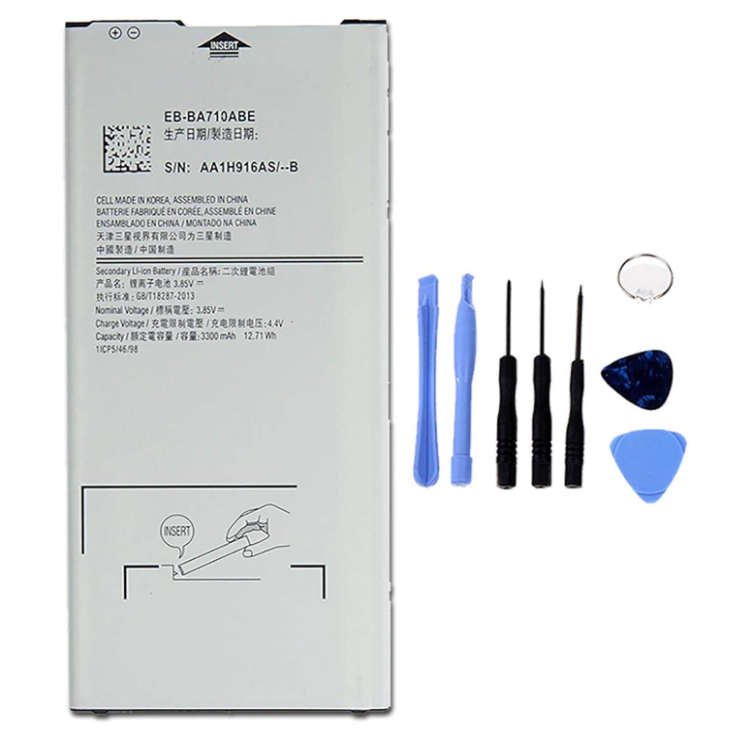 Picture of Ellenne Battery compatible with Samsung A7 2016 A710 EB-BA710ABE AD high capacity 3300mAh with disassembly kit included.