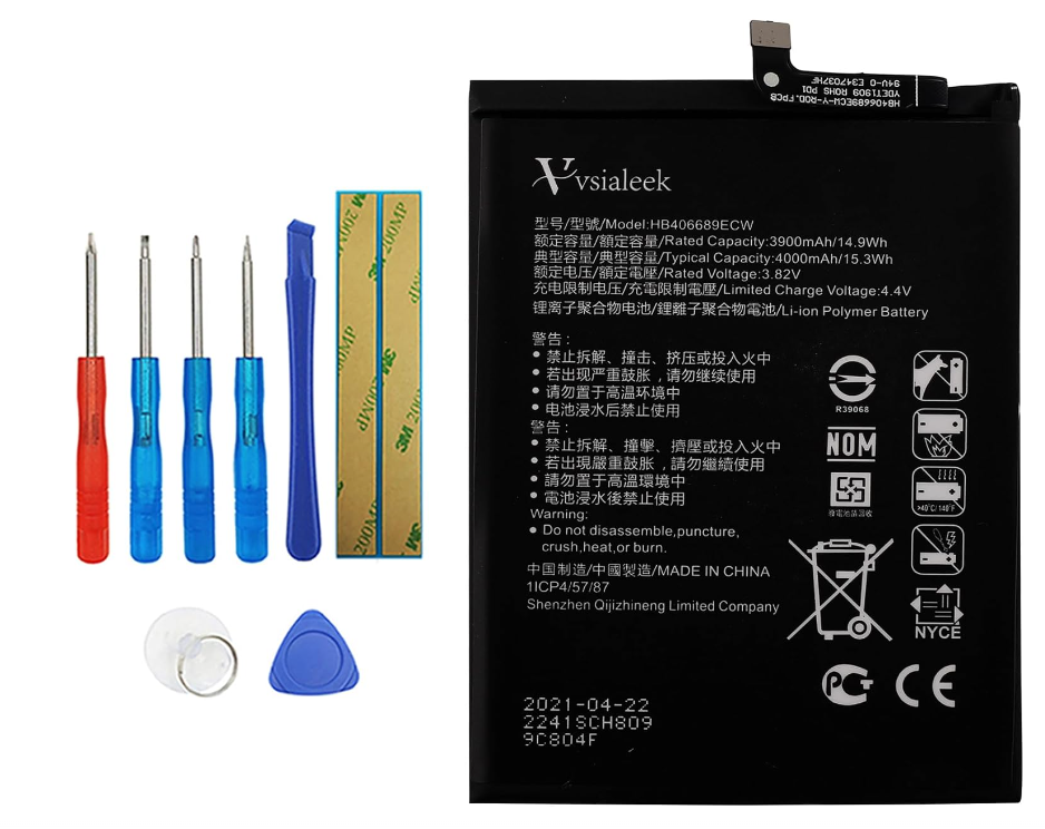 Picture of HB406689ECW 3900mAh Replacement Battery Compatible with Huawei Y7 2019 DUB-L21 Nova Lite Y7 Prime Dub-LX1 Y9 2019 JKM-LX1, JKM-LX2, JKM-LX3 with Tools