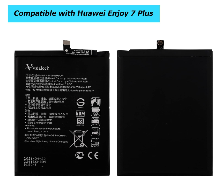 Picture of HB406689ECW 3900mAh Replacement Battery Compatible with Huawei Y7 2019 DUB-L21 Nova Lite Y7 Prime Dub-LX1 Y9 2019 JKM-LX1, JKM-LX2, JKM-LX3 with Tools