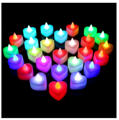Picture of Multicolor Heart Shape Flickering Flameless LED Tea Lights Candles for Wedding Valentine′s Day