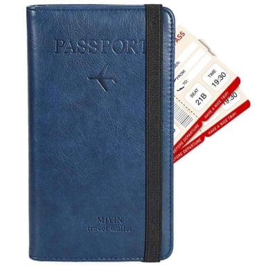 Picture of Multifunction Passport Cover Artificial Leather Fashionable Passport Holder Pu Leather Travel Bag Wallet Ticket Holder Organizer Case With Zipper - Passport Cover - Passport Cover-Navy Blue
