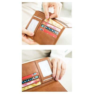 Picture of Multifunction Passport Cover Artificial Leather Fashionable Passport Holder Pu Leather Travel Bag Wallet Ticket Holder Organizer Case With Zipper - Passport Cover - Passport Cover-Navy Blue