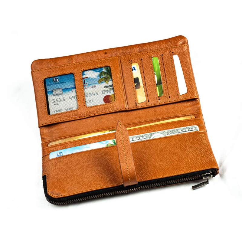 Picture of Premium Quality Original Leather Long Wallet / Desh Leather 008-Brown