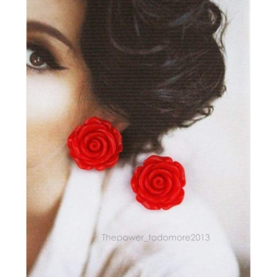 Picture of Red Rose Earrings for Women-Red
