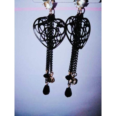 Picture of Black Love Shape Earrings for Women-Black