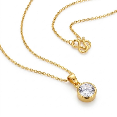 Picture of Golden Locket Chain Necklace for Women-Gold