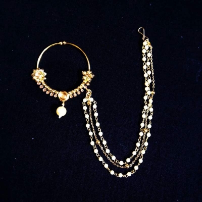 Picture of Triple Layer Golden Nose Ring for Women-Gold