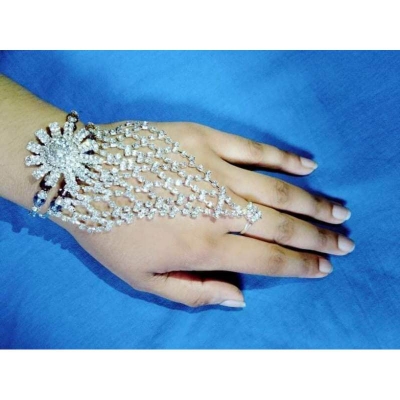 Picture of White Stone Bracelet Jewelry Set-White