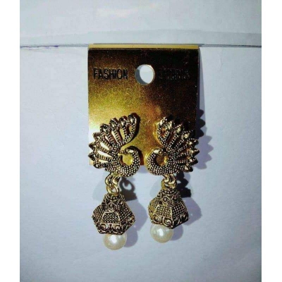 Picture of Peacock Design Pearl Jhumka Earrings-2 MM(White)