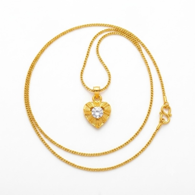 Picture of Golden Love Shape Locket Necklace-Gold