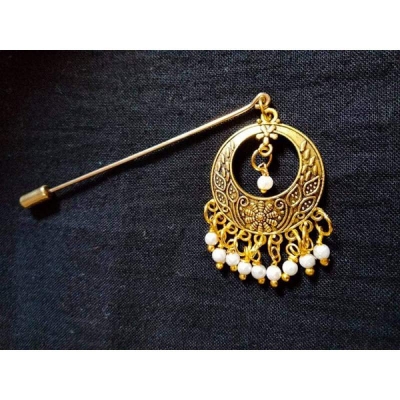 Picture of Antique Pearl Stone Hijab Brooch Pin for Women-Gold