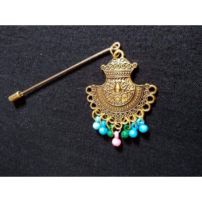 Picture of Elegant Antique Metal Hijab Brooch for Girls-Gold