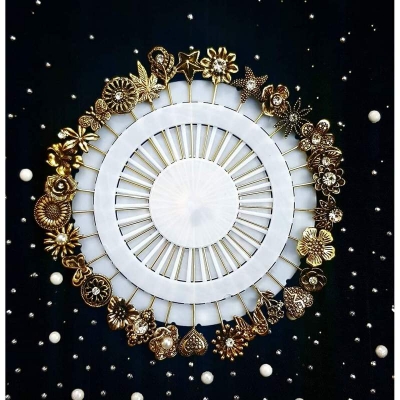 Picture of Golden Antique Hijab Pin Set (10 Pcs)-Gold(Int:XS/S)