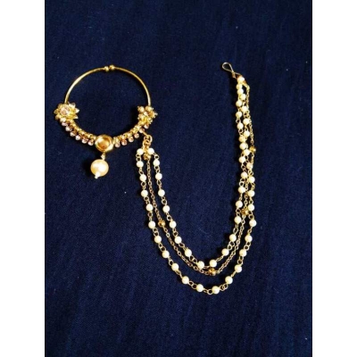Picture of Bridal 3 Layer Golden Nose Ring-Gold
