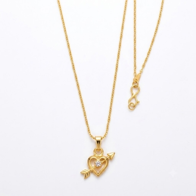 Picture of Golden Love Heart Locket Necklace-40 CM