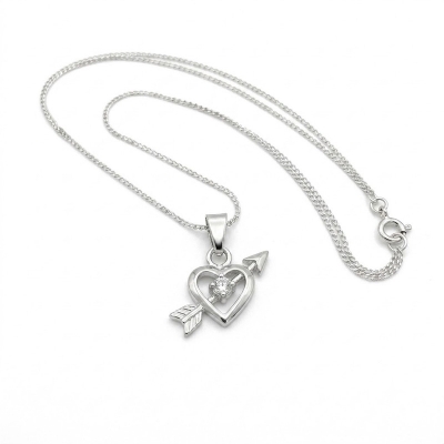 Picture of Silver Love Heart Locket Necklace-40 CM