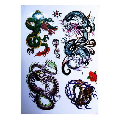 Picture of 2 Pages Flower Temporary Tattoo Sticker-Black