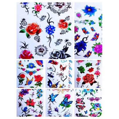 Picture of 2 Pages Body Flower Tattoo Sticker-Black