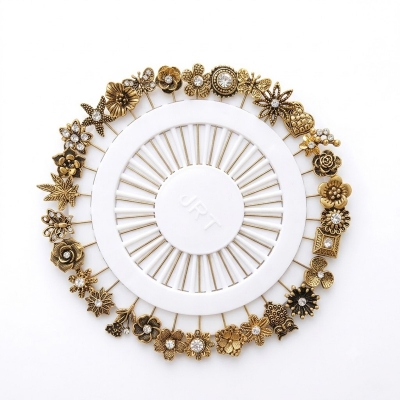 Picture of Golden Antique Hijab Pin Set (10 Pcs)-Gold