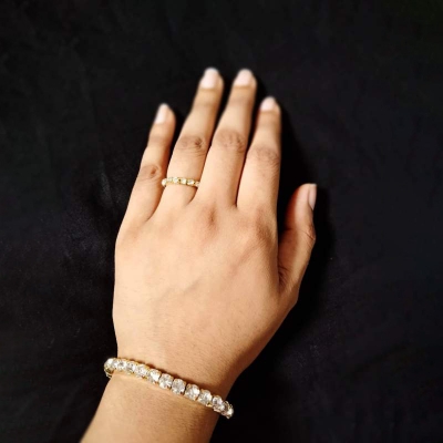 Picture of White Stone Ring Bracelet for Women-White