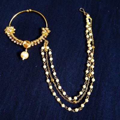 Picture of Golden 3 Layer Nose Ring-Gold