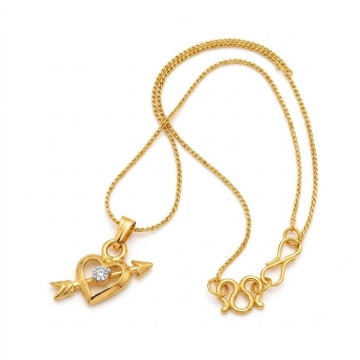 Picture of Golden Love Shape Locket Necklace-Gold