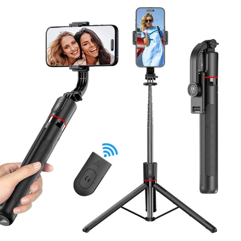 Picture of F15 with Wireless Remote 68 Inch Selfie Stick Phone Desktop Stand Tripod for Iphone Android Smartphone Shooting Vlog - Black