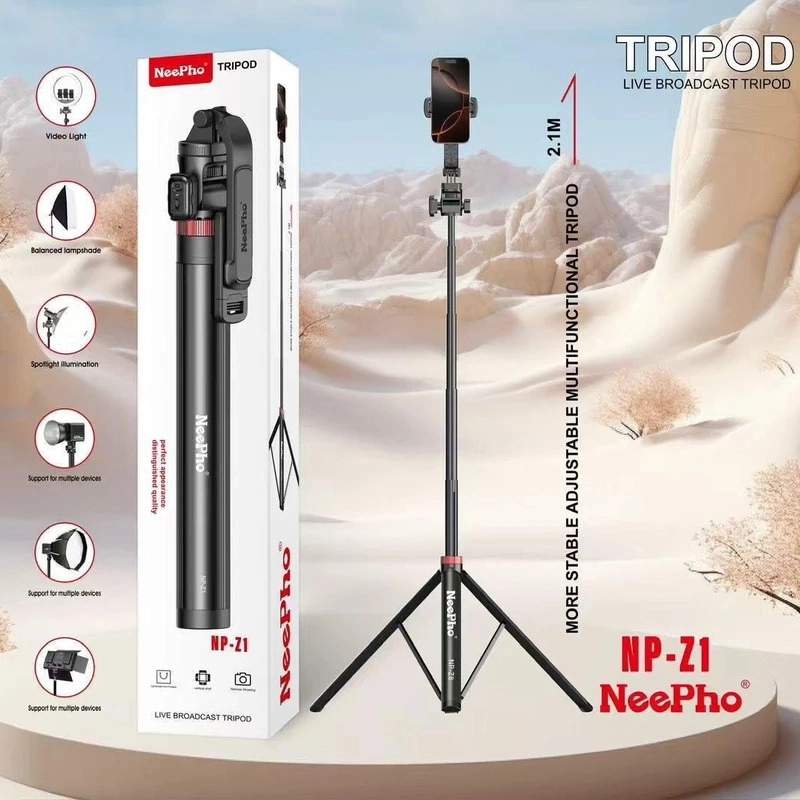 Picture of NeePho NP-Z1 REMOTE Extendable Folding Vlog Tripod Phone Mount - Black