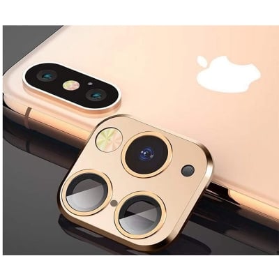 Picture of Modified Camera Lens Seconds Change Cover for iPhone X/XS/XS MAX Sticker Fake Camera for iPhone 11 Pro Max Metal Protector Change to iPhone pro/Max (Champagne Gold)