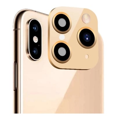 Picture of Apple iPhone XS / X / XS Max Back Rear Camera Lens Protector Modified Camera Lens, Seconds Change Cover Sticker Fake Camera Protector Change The Lens to iPhone 11 Pro Max / 11 Pro Model [GOLD]