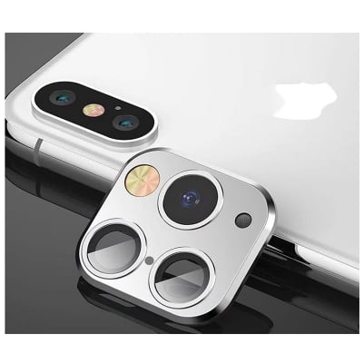 Picture of Modified Camera Lens Seconds Change Cover for iPhone X XS XS/MAX Sticker Fake Camera for iPhone 11 Pro Max Metal Protector Change to iPhone pro/Max (silver)