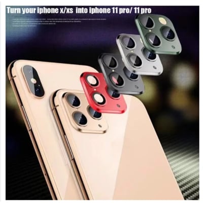 Picture of Lens Sticker For iPhone X XR Xs Max Camera Cover, Seconds Change a look of iPhone 11 Pro , iPhone 11 change to 11ProMax , iPhone 12 change to 12ProMax, metal Camera Protector Cover