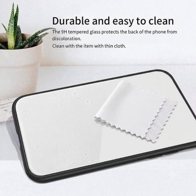 Picture of Tempered Glass Back Cover with Soft Edge TPU Full Protective Case Cover for Samsung Galaxy f62- (white Glass)