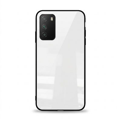 Picture of Tempered Glass Back Cover with Soft Edge TPU Full Protective Case Cover for Samsung Galaxy M02s- (white Glass)