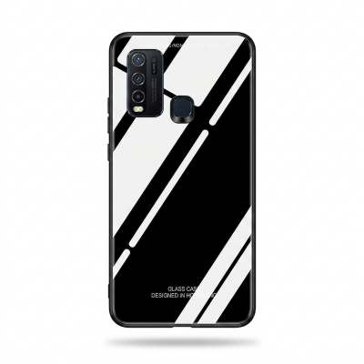 Picture of Glass Back Case for vivo y30 Designed Glass with Shockproof Back Cover (Black