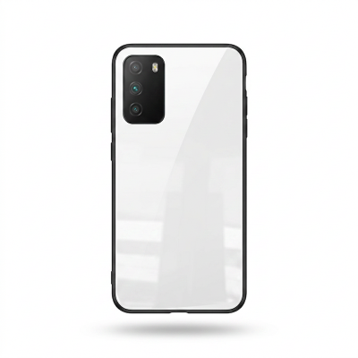 Picture of Tempered Glass Back Cover with Soft Edge TPU Full Protective Case Cover for Samsung Galaxy M02s- (white Glass)