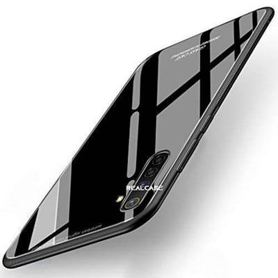 Picture of reamle 6 pro Back cover |Stylich Back case | Luxurious Toughened Glass Back Case with Shockproof TPU Bumper Case Cover