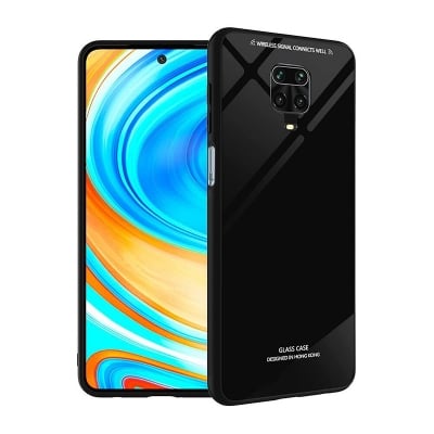Picture of redmi note 9 pro max Back cover |Stylich Back case | Luxurious Toughened Glass Back Case with Shockproof TPU Bumper Case Cover