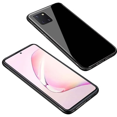 Picture of oppo a54 4g Back cover |Stylich Back case | Luxurious Toughened Glass Back Case with Shockproof TPU Bumper Case Cover