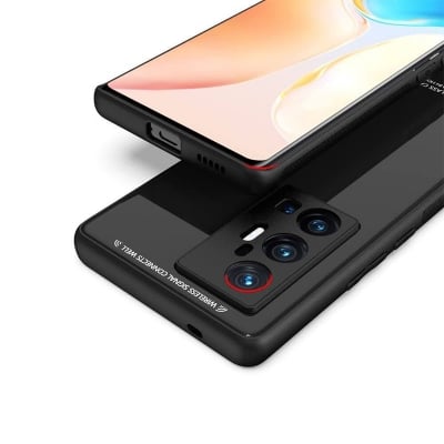 Picture of vivo x70 Back cover |Stylich Back case | Luxurious Toughened Glass Back Case with Shockproof TPU Bumper Case Cover