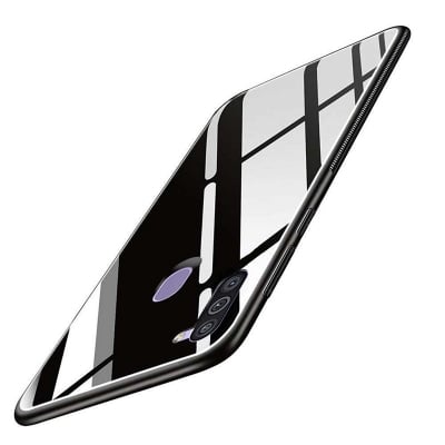 Picture of samsung a01 Back cover |Stylich Back case | Luxurious Toughened Glass Back Case with Shockproof TPU Bumper Case Cover