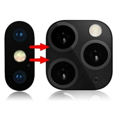 Picture of Lens Sticker Compatible with iPhone X XS MAX Camera Change to Fake iPhone 11 Pro Max (Black)